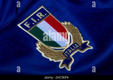 Nahaufnahme des italienischen Rugby-Union-Trikots Stockfoto
