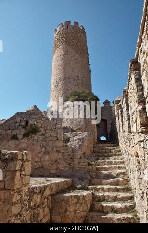 Burg von Almansa. Almansa, Albacete. Castilla-La Mancha. Spanien. Stockfoto