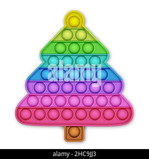 Weihnachtsbaum. Realistisches Pop Es fidget Antistress Spielzeug. Vektor-Illustration trendy Spielzeug auf weißem Hintergrund. Stock Vektor