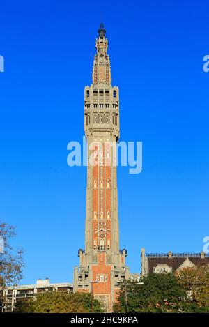 Das Art déco-Rathaus von Lille (1924-1932), ein UNESCO-Weltkulturerbe in Lille (Nord), Frankreich Stockfoto