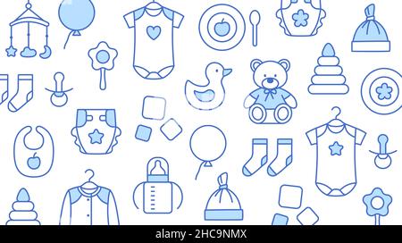 Baby Store Rabatt Karte Abdeckung skizzieren Design. Stock Vektor