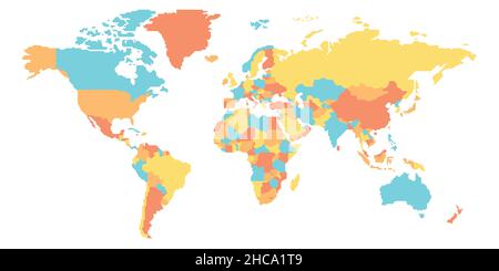 Vereinfachte Weltkarte mit glatten Grenzen Stock Vektor