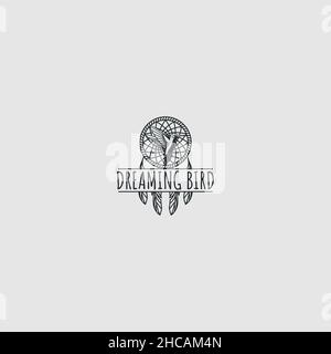 Moderne Silhouette TRÄUMEND VOGELFLÜGEL Logo-Design Stock Vektor
