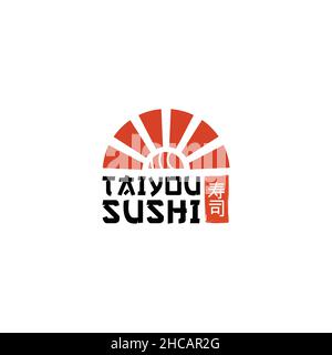 Modernes, farbenfrohes TAI YOU SUSHI Sun Logo-Design Stock Vektor