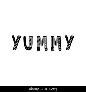 Leckere Schriftzüge. Handgezeichneter skandinavischer Satz und Inspirationszitat. Hygge Kinderposter. Vektor-Illustration im flachen Cartoon-Stil. Toll für Stock Vektor