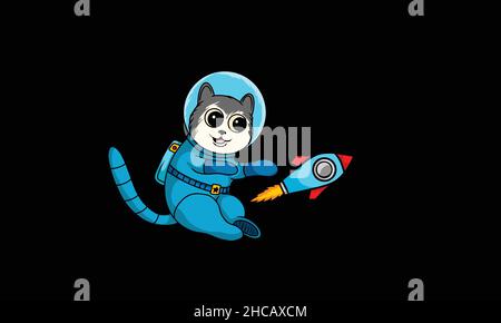 astronaut Katze mit Rakete Design Monogramm Vektor-Vorlage Stock Vektor