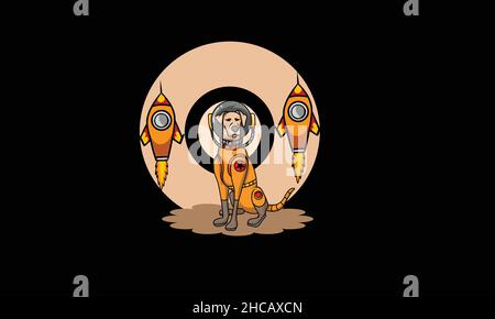 astronaut Hund Charakter Design Monogramm Vektor-Vorlage Stock Vektor