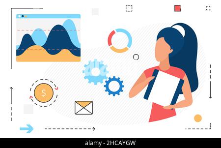 Finanzunternehmen, Unternehmens- und strategisches Leistungsmanagement. Chart infodata analysis progress statistic Stock Vektor