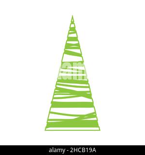 Schicke Silhouette aus Nadelbäumen. Kegelförmige Krone. Grüner abstrakter Baum. Gestaltungselement für Plakat, Emblem, Schild, Logo, Etikett. Einzelner handgezeichneter Baum Stock Vektor