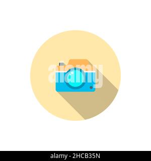 Symbol für Kameravektoren, flaches Design, langer Schatten Stock Vektor