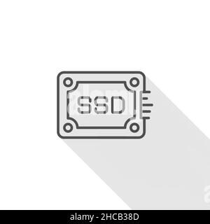 Line-Symbol mit flachem Design , Computerteile , SSD Stock Vektor