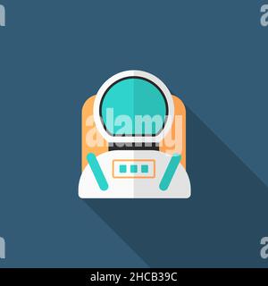 Astronaut Vektor Symbol Symbol, flaches Design, langer Schatten Stock Vektor