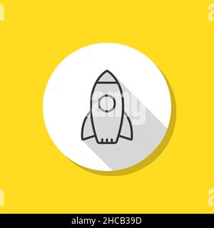 Raketenvektor-Symbol, flaches Design, langer Schatten Stock Vektor