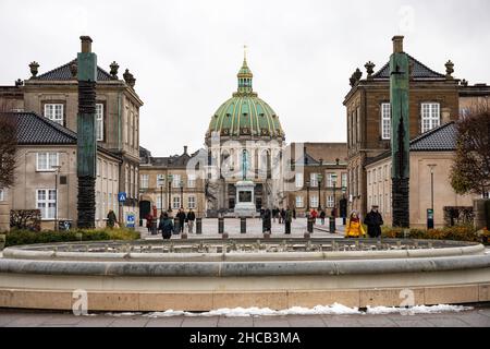 Frederiks Kirke (Frederiks Kirche) wird an einem grauen Dezembertag in Kopenhagen, Dänemark, im Volksmund als Marmorkirken (Marmorkirche) bezeichnet Stockfoto