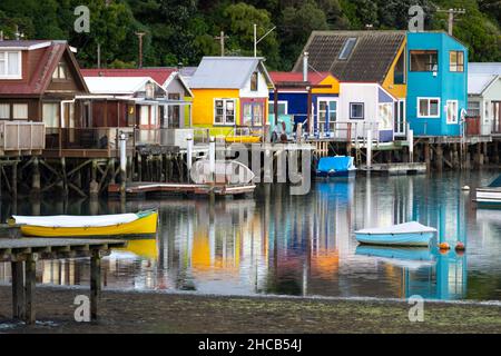 Camborne Boat Sheds, Plimmerton, Porirua, Wellington, North Island, Neuseeland Stockfoto