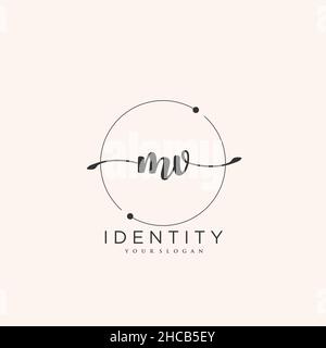 MV Handschrift Logo Vektor Kunst der ersten Unterschrift, Hochzeit, Mode, jewerly, Boutique, Blumen und botanische mit kreativer Vorlage für jedes Unternehmen Stock Vektor