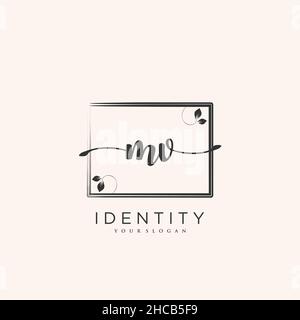 MV Handschrift Logo Vektor Kunst der ersten Unterschrift, Hochzeit, Mode, jewerly, Boutique, Blumen und botanische mit kreativer Vorlage für jedes Unternehmen Stock Vektor