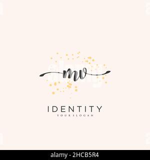 MV Handschrift Logo Vektor Kunst der ersten Unterschrift, Hochzeit, Mode, jewerly, Boutique, Blumen und botanische mit kreativer Vorlage für jedes Unternehmen Stock Vektor