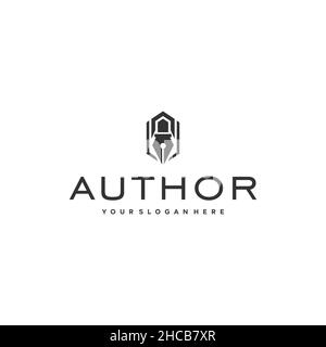 Flacher AUTOR Silhouette Pen black Ink Logo Design Stock Vektor