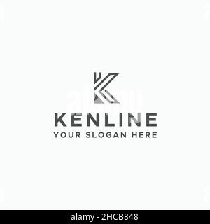 Flaches Buchstabenzeichen Initiales KENLINE-Logo Stock Vektor