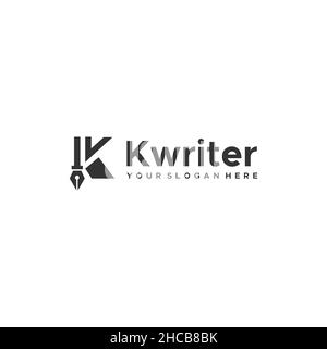 Flacher Buchstabe Mark Initial K Writer Logo-Design Stock Vektor