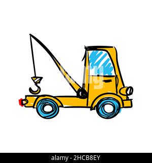 LKW-Kran Symbol schwarz Vektor-Abbildung isoliert auf einem weißen Hintergrund. Stock Vektor