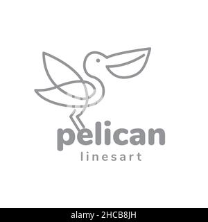 Kontinuierliche Linie niedlich Vogel Pelikan Logo Design Vektor Grafik Symbol Symbol Zeichen Illustration kreative Idee Stock Vektor
