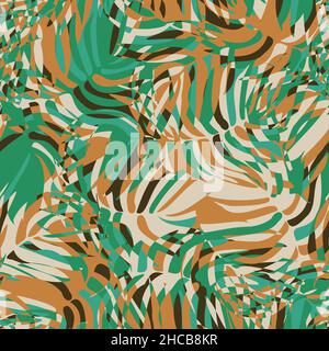 Ein tropisches Blätter abstraktes nahtloses Vektor-Muster Stock Vektor