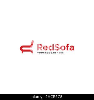 Minimalistischer farbenfroher roter Sessel mit Logo-Design Stock Vektor