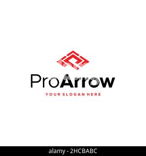 Logo mit flachem Buchstaben und anfänglichem Pro Arrow-Logo Stock Vektor