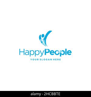 Minimalistisches Happy People Human fröhliches Logo-Design Stock Vektor