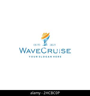 Modernes farbenfrohes Wave Cruise Trophy Logo-Design Stock Vektor