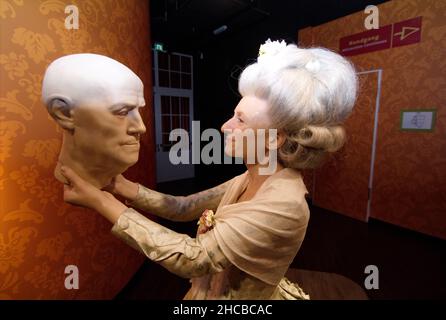 Wien, Österreich. Das weltberühmte Wachsmuseum Madame Tussauds mit seinen Wachsfiguren ist das Highlight im Wiener Prater. Bild zeigt Madame Tussaud Stockfoto