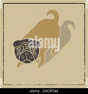 Fanny Mops auf Metzgerpapier gedruckt Stock Vektor