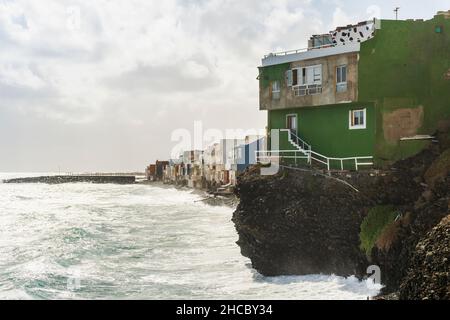 Pozo Izquierdo Häuser am Wasser überblicken, Gran Canaria, Kanarische Inseln, Spanien Stockfoto