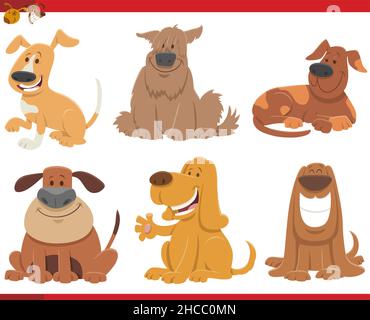 Cartoon-Illustration von Hunden und Welpen Tierfiguren gesetzt Stock Vektor
