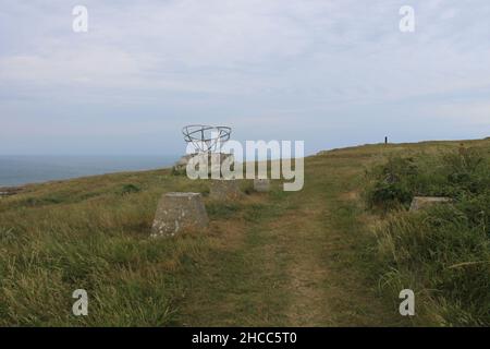 Radar Memorial. St Aldhelm's Head. Purbeck. Südwestküstenweg. England Küste Weg. Jurassic Coast. Dorset. England. VEREINIGTES KÖNIGREICH Stockfoto