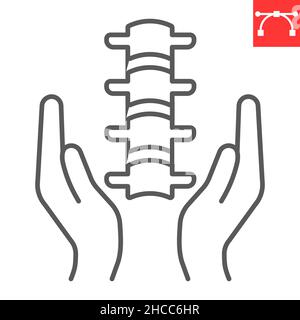 Symbol für die Linie der Wirbelsäule, Rückgrat und Physiotherapie, Symbol für chiropraktische Vektor, Vektorgrafiken, bearbeitbares Konturenumrisszeichen, eps 10. Stock Vektor