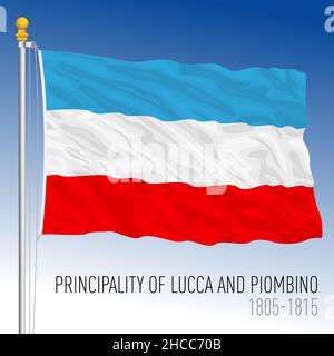 Fürstentum Lucca und Piombino historische Flagge, Italien, Jahre 1805 - 1815, Vektorgrafik Stock Vektor