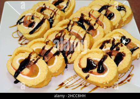 Reichhaltige und nahrhafte Desserts, einzigartige Gerichte. Stockfoto