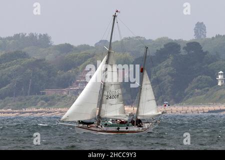 Robin Knox Johnson, Round the World, Yacht, Sulhaili, Cowes Classic Week, Cowes, Isle of Wight, England, Großbritannien, Stockfoto