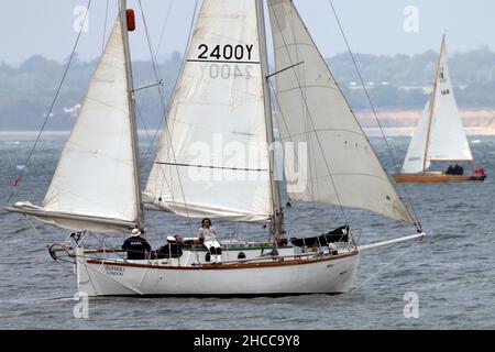 Robin Knox Johnson, Round the World, Yacht, Sulhaili, Cowes Classic Week, Cowes, Isle of Wight, England, Großbritannien, Stockfoto