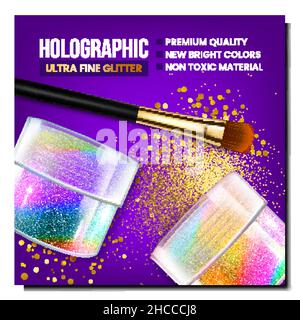 Holografische Kosmetik Poster Paket Vektor Stock Vektor