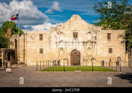 Die Fassade der Alamo Mission in San Antonio Stockfoto