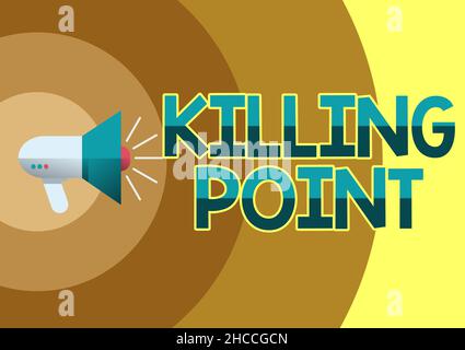 Konzeptuelle Bildunterschrift Killing Point. Wort für Phase End Review Stage Gate Projektevaluation No Go Illustration eines lauten Megaphones Speaker Making New Stockfoto