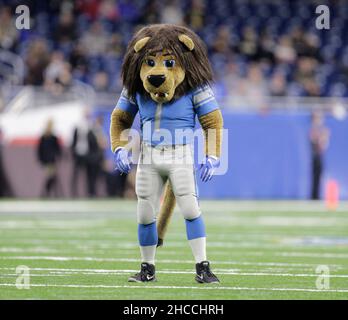 Detroit, Michigan, USA. 27th Dez 2021. MASKOTTCHEN DER DETROIT LIONS beim NCAA Quick Lane Bowl Spiel zwischen dem Nevada Wolf Pack und den Western Michigan Broncos im Ford Field in Detroit, Michigan. JP Waldron/Cal Sport Media/Alamy Live News Stockfoto