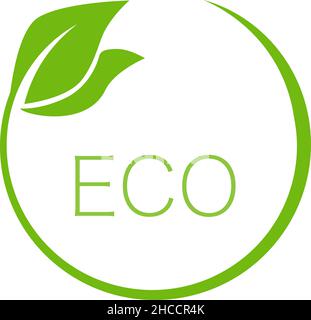 Vektordarstellung des Eco-Symbols auf weißem Hintergrund. Symbol für Aufkleber, Etiketten und Logos Stock Vektor