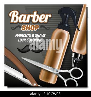 Barber Shop Tools Creative Promotion Poster Vektor Stock Vektor