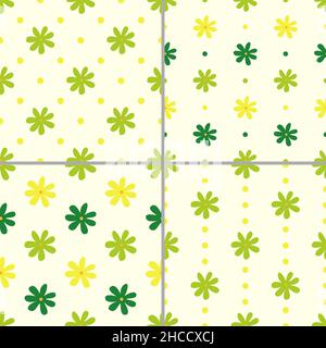 Satz von nahtlosen Mustern mit Blumen, Vektor-Illustration Stock Vektor