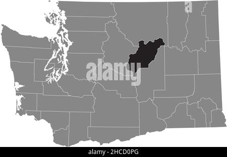 Schwarz markierte Lagekarte des Douglas County in grauer Verwaltungskarte des Bundesstaates Washington, USA Stock Vektor